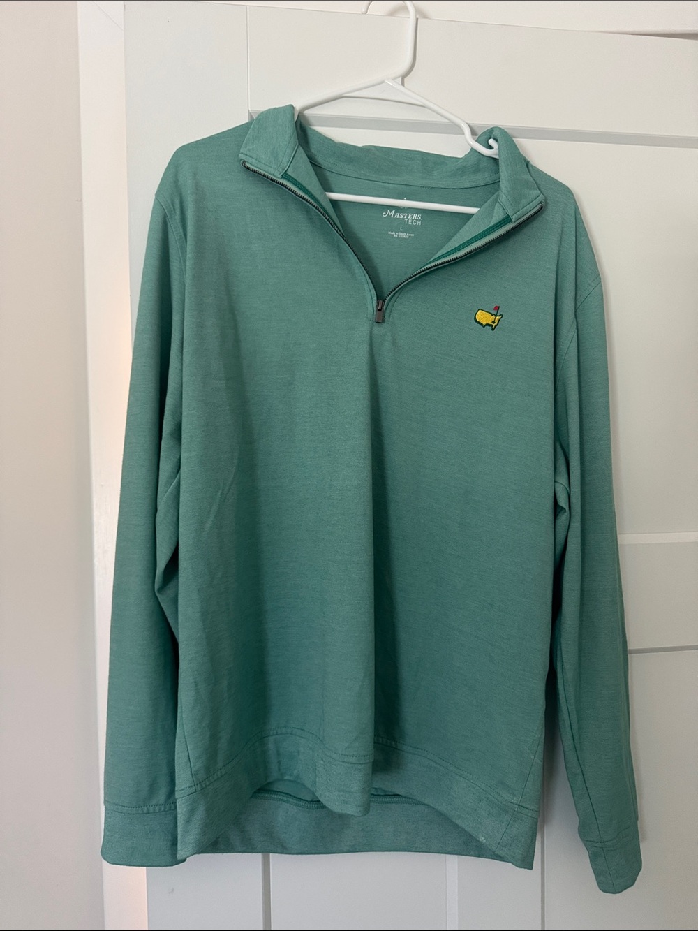 Masters Green Quartee-Zip Pullover with Embroidered Logo
